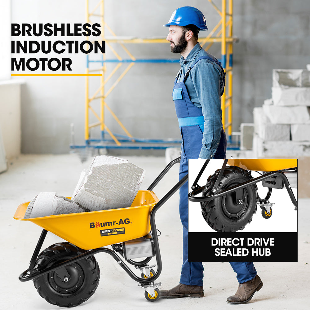 Baumr-AG 40V Battery Powered Wheelbarrow Motorised Electric, 80L Bucket Volume, 260kg Capacity 3