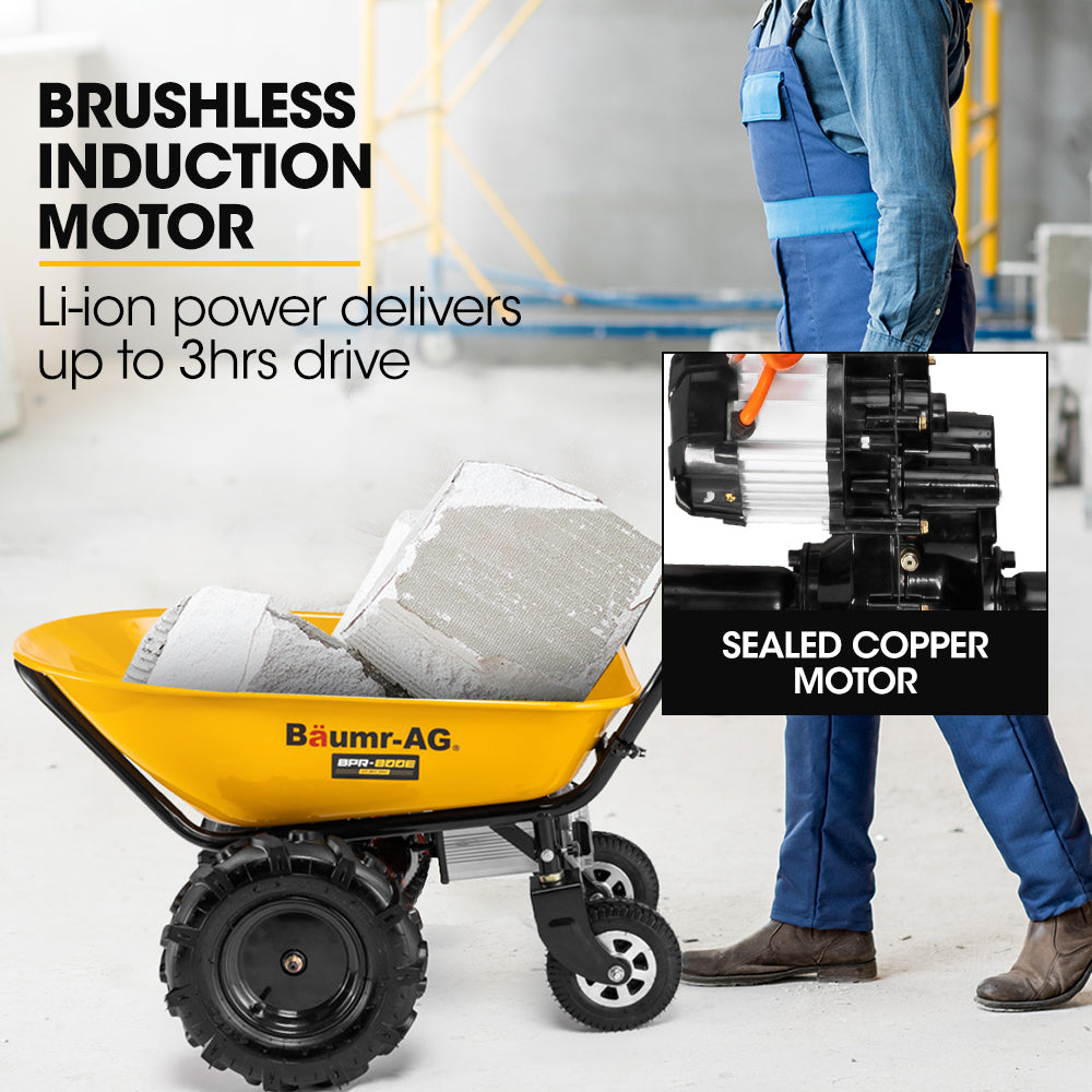 Baumr-AG 40V Battery Powered Wheelbarrow Motorised Electric, 100L Bucket Volume, 4 Wheel, 260kg Capacity 3