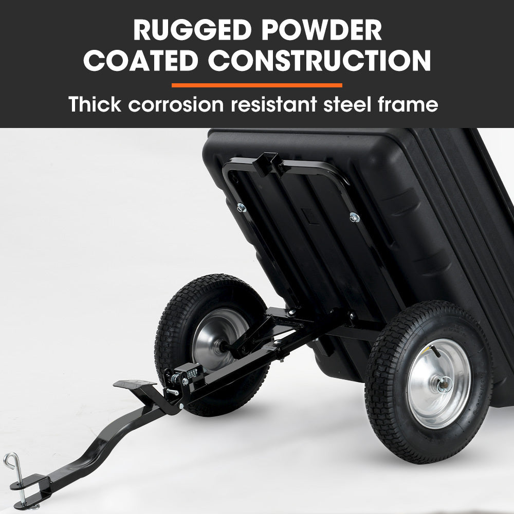 PlantCraft Poly Dump Cart, 272kg Load Heavy Duty Tipper Trailer, 16-inch Tyres, for Ride-on Lawn Mower Tractor, ATV, Quad Bike 6