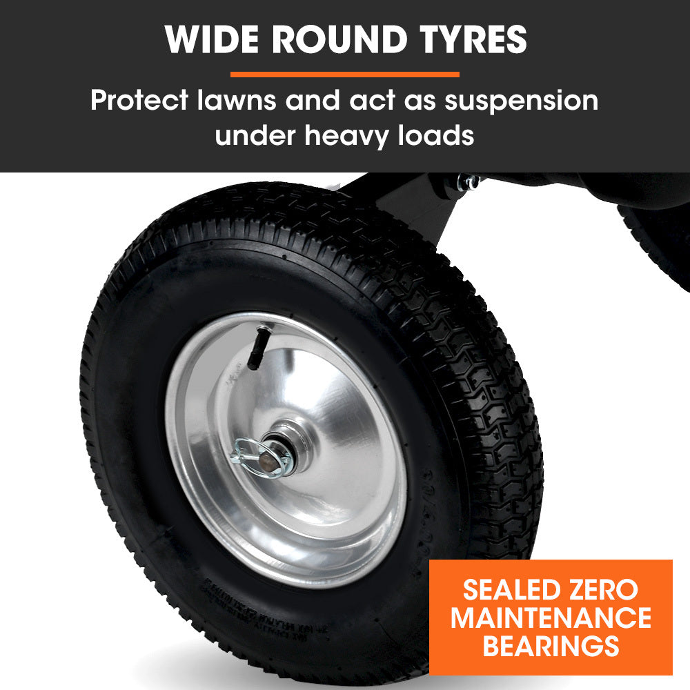 PlantCraft Poly Dump Cart, 272kg Load Heavy Duty Tipper Trailer, 16-inch Tyres, for Ride-on Lawn Mower Tractor, ATV, Quad Bike 7