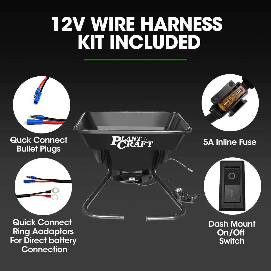 PLANTCRAFT Spreader 12V 36kg 30L Lawn Seed Fertiliser, for ATV, Ride on Mower, with Rain Cover 8