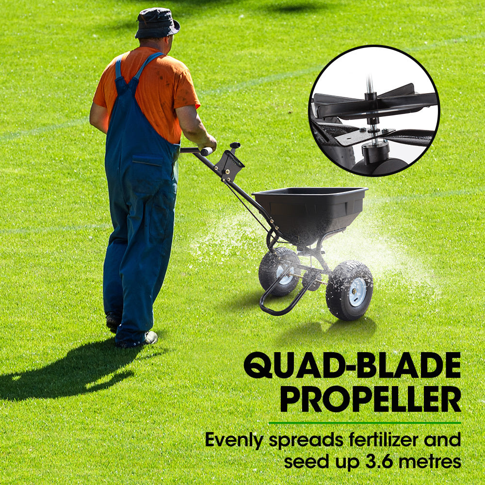 PLANTCRAFT Walk Behind Broadcast Spreader 56kg 60L Seed Lawn Fertiliser 7