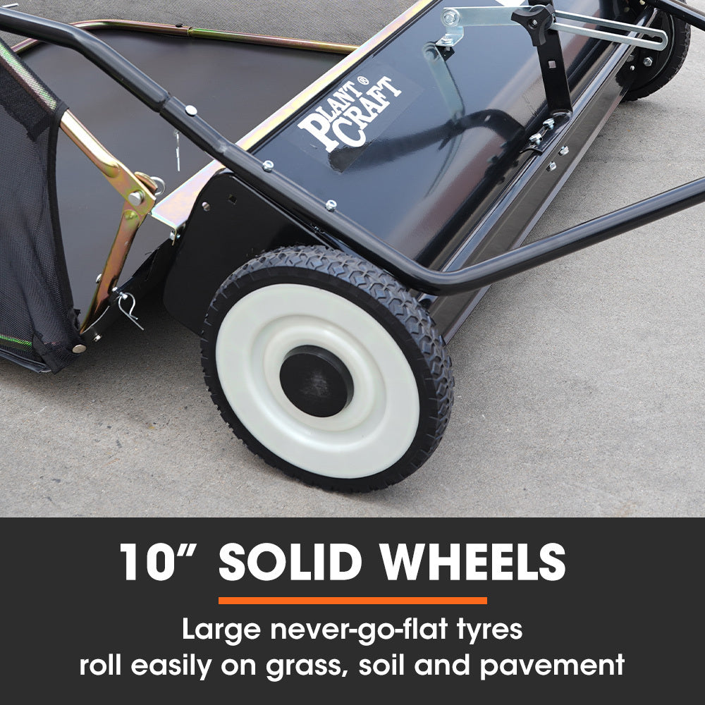 PlantCraft Lawn Sweeper 38" Wide, Tow Behind Leaf and Grass Clipping Collector, Universal Hitch for Ride on Mower, Garden Tractor 3