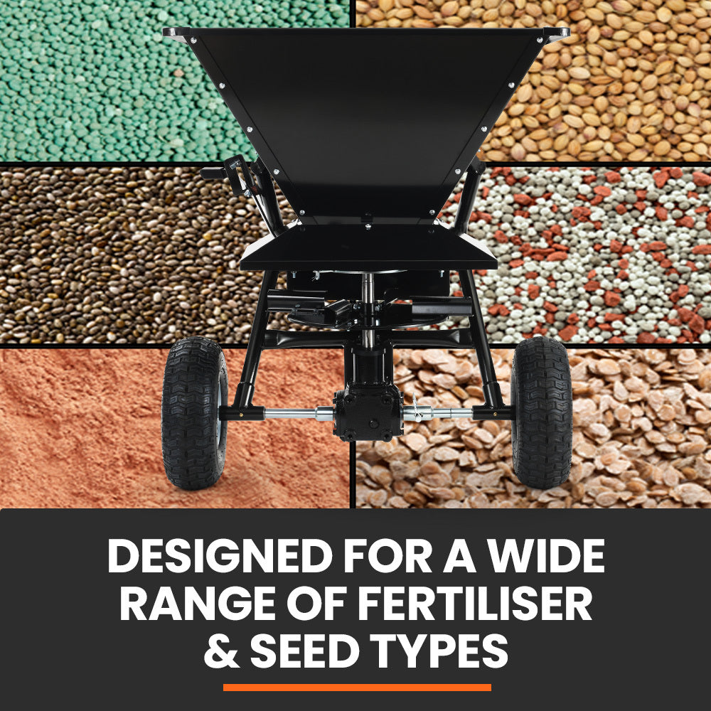 PlantCraft 160L Tow Behind Broadcast Seed and Fertiliser Spreader, 158kg Load, Heavy Duty 6