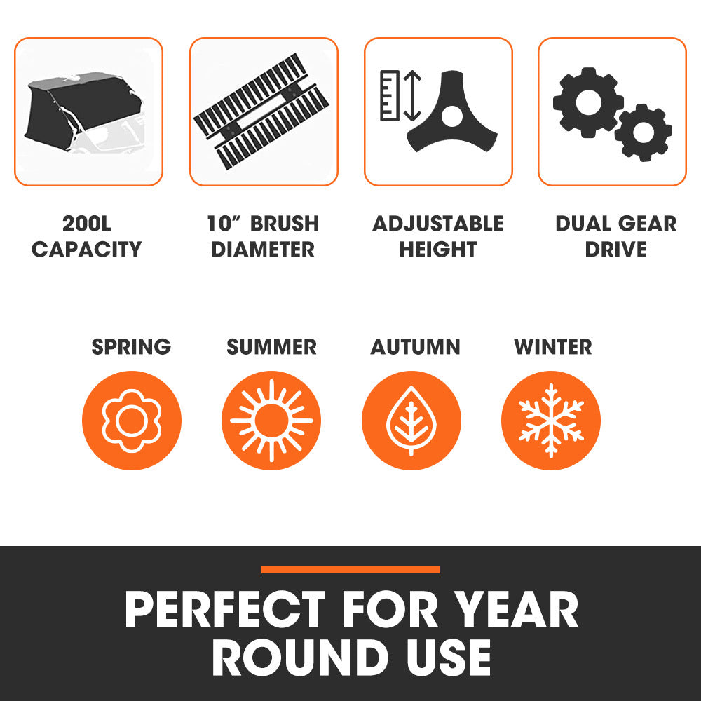 PlantCraft Push Lawn Sweeper, 26" Wide Leaf and Grass Clipping Collector 8