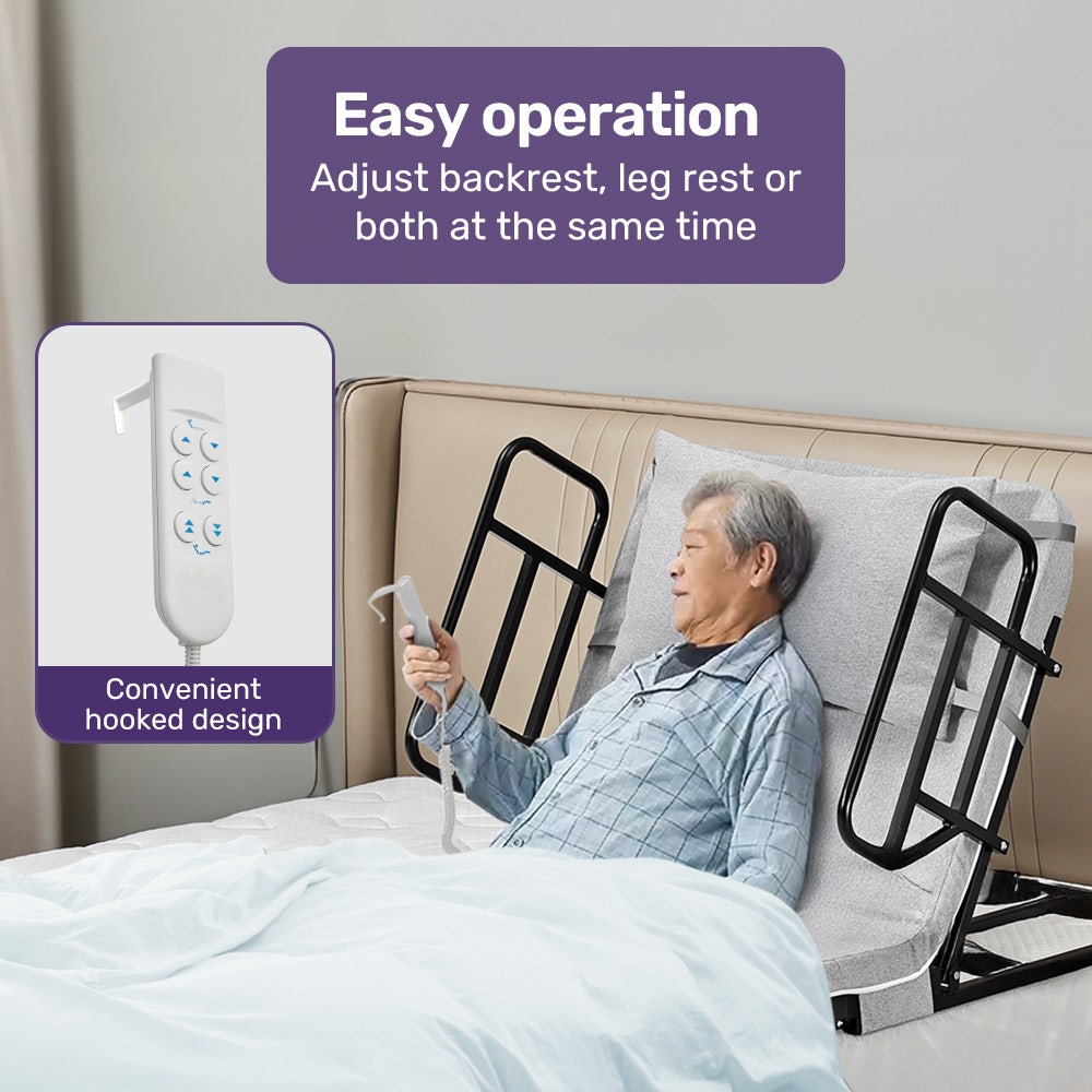 Equipmed Electric Adjustable Bed, Backrest and Leg Adjustment German-Engineered Power Lifting with Remote Control, Grey 7