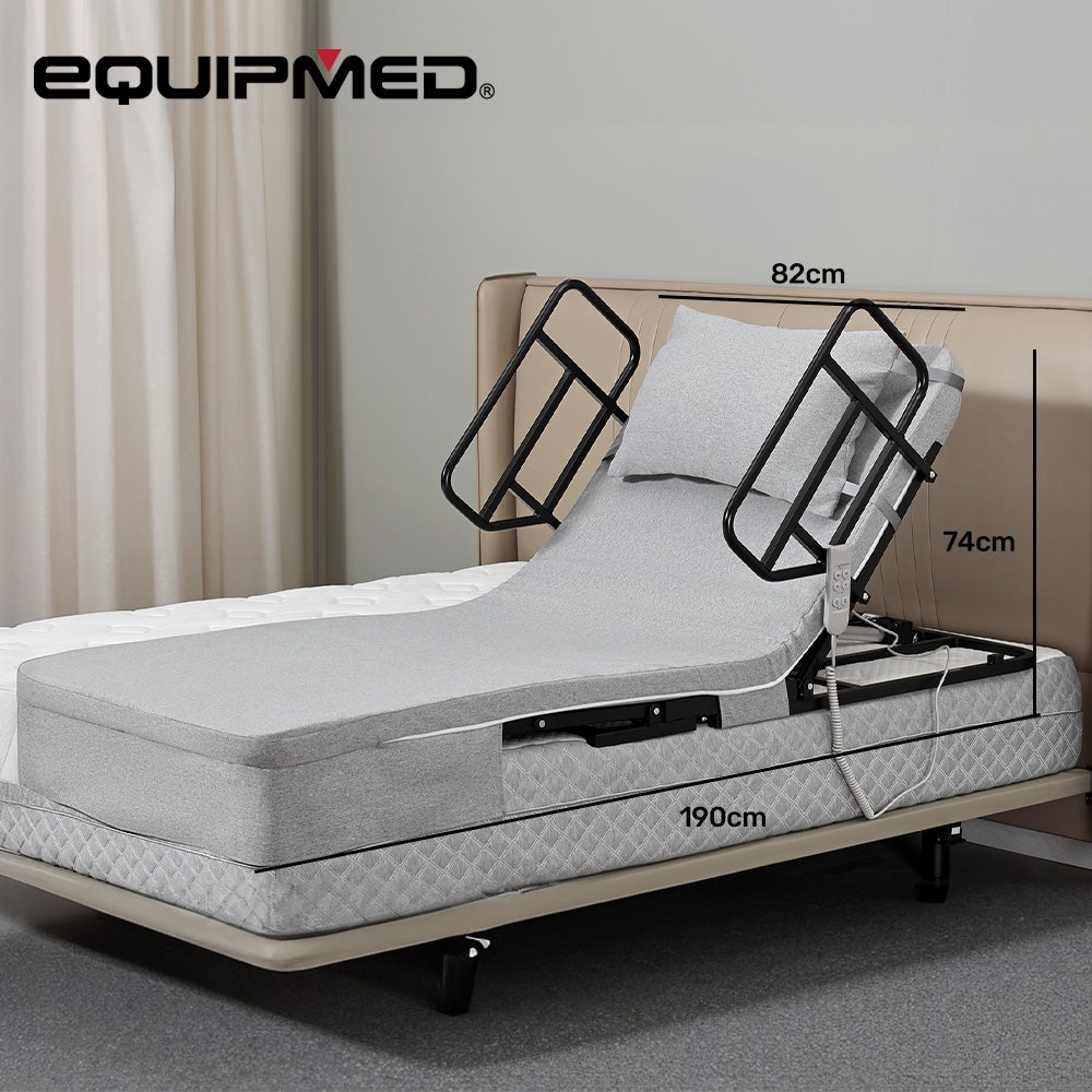 Equipmed Electric Adjustable Bed, Backrest and Leg Adjustment German-Engineered Power Lifting with Remote Control, Grey 11