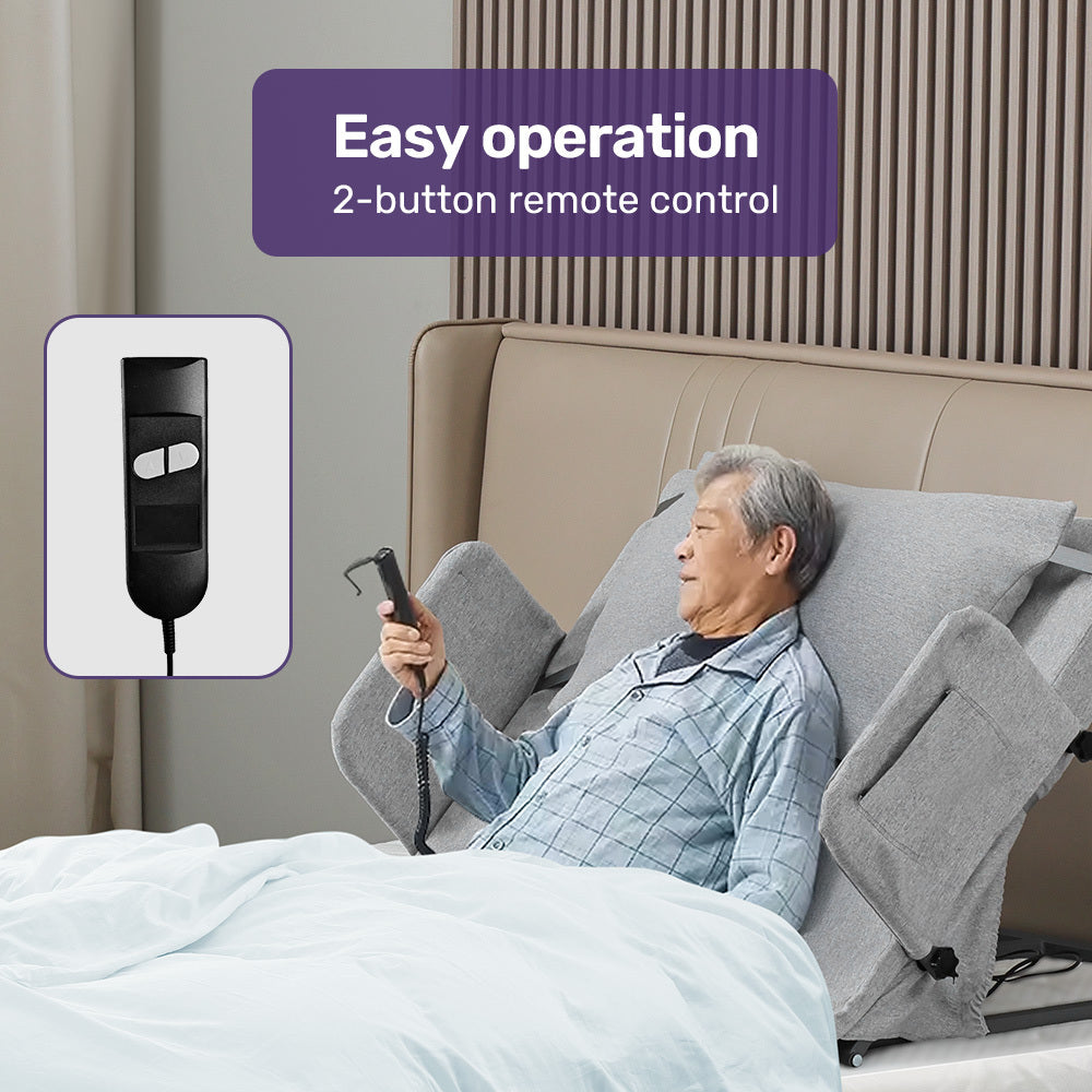 Equipmed Electric Adjustable Bed Backrest, German-Engineered Power Lifting Back Support with Remote Control, Full Length, Grey 8