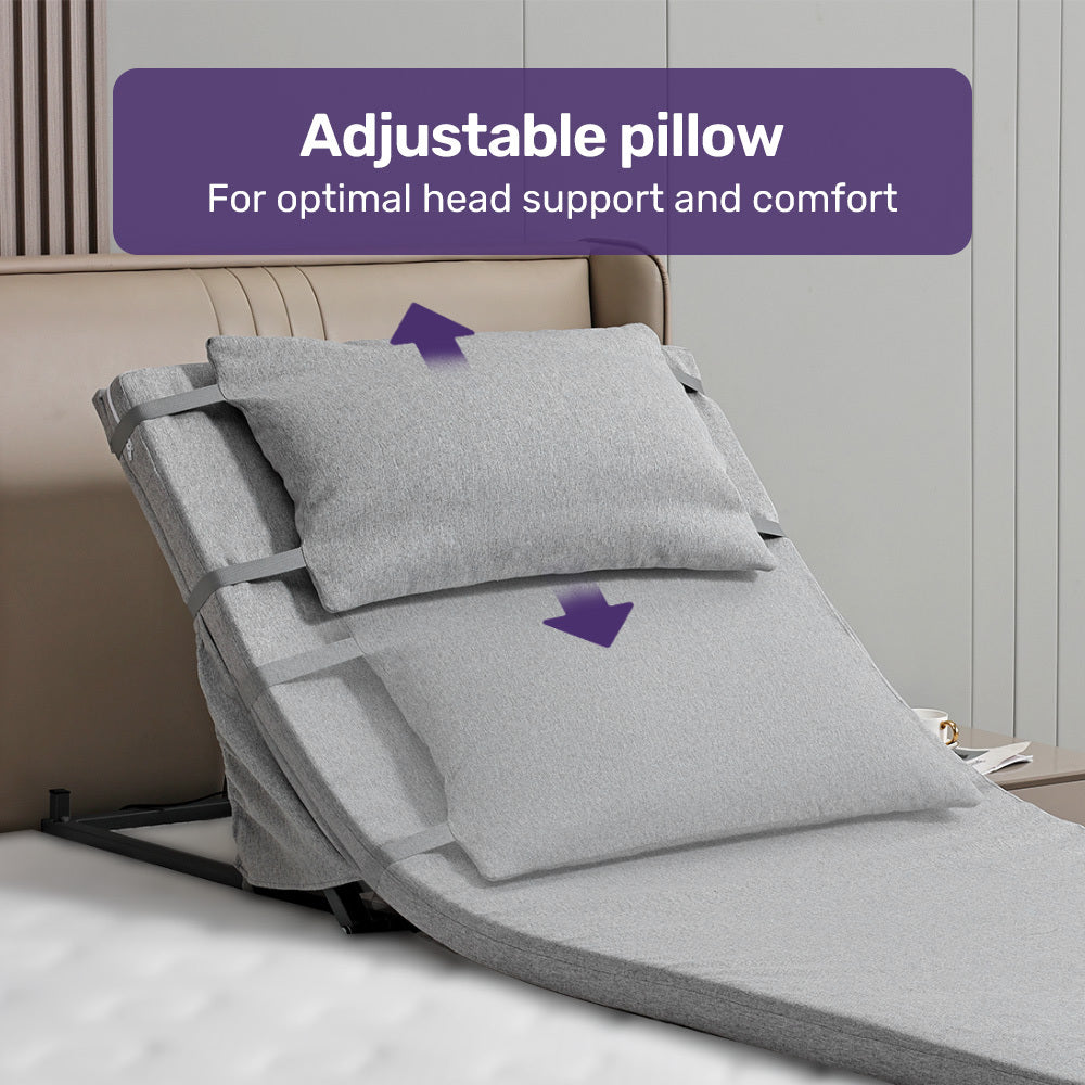 Equipmed Electric Adjustable Bed Backrest, German-Engineered Power Lifting Back Support with Remote Control, Full Length, Grey 10