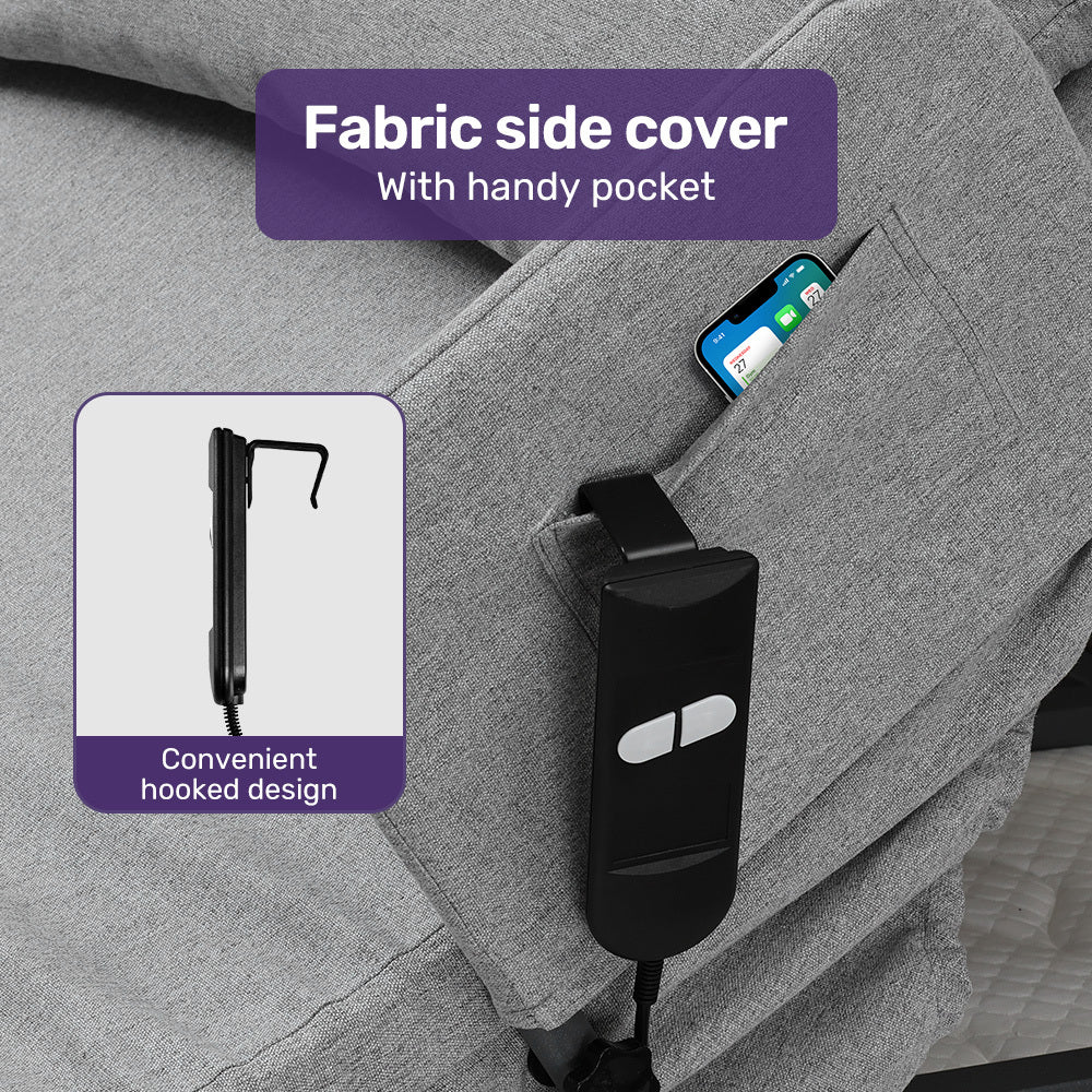 Equipmed Electric Adjustable Bed Backrest, German-Engineered Power Lifting Back Support with Remote Control, Grey 8