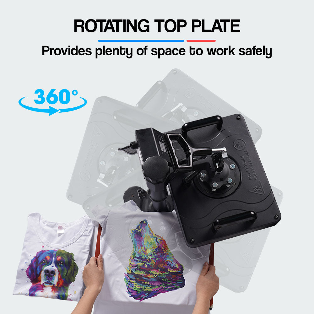 THERMOMATE 38x29cm 5in1 Swing Away Heat Press Machine, Includes T-Shirt, Mug, Cap, Plate Presses 7