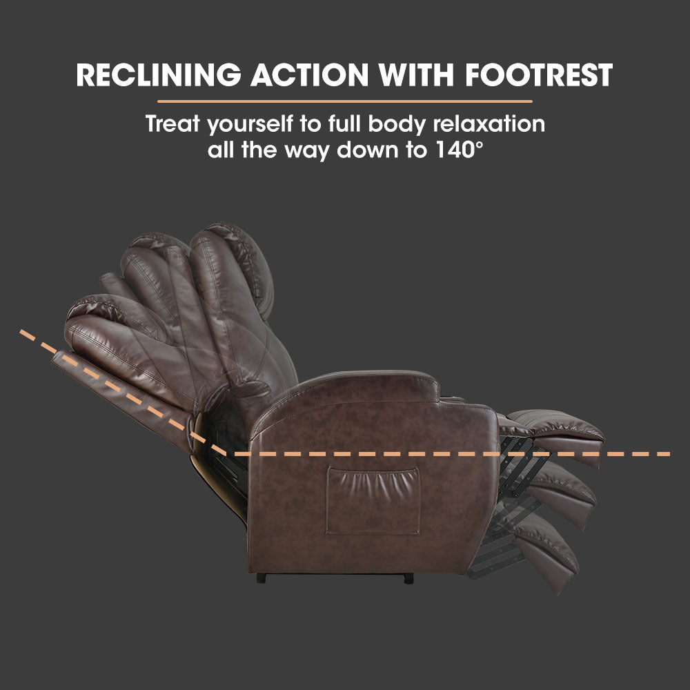 FORTIA Electric Massage Lift Recliner Chair Faux Leather 8 Point Massage Heating, Dark Crimson 3