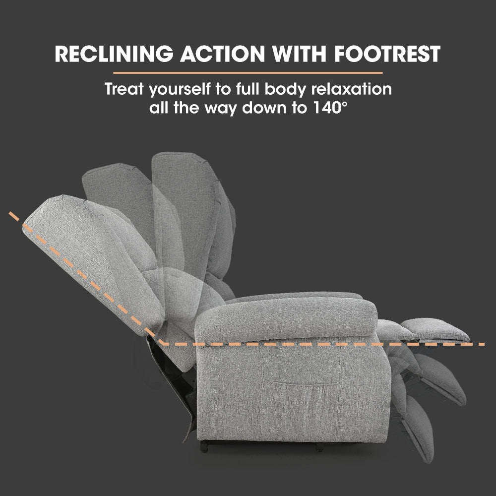 FORTIA Electric Recliner Lift Heat Chair for Elderly, Massage, Heat Therapy, Aged Care, Grey 3