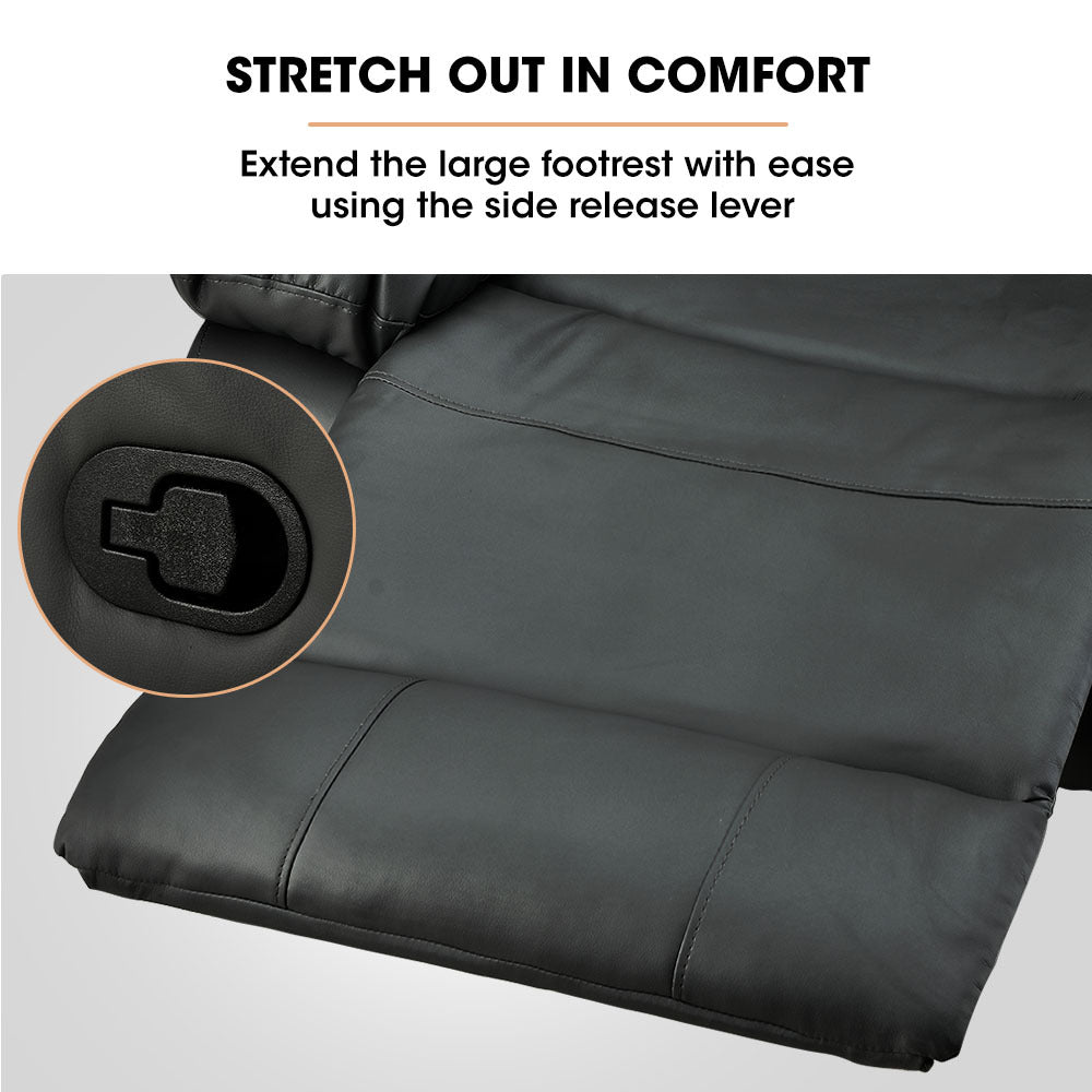 FORTIA Luxury Recliner Lounge Chair, Single Faux Leather Armchair, for Home Theatre Cinema, Elderly, Black 9