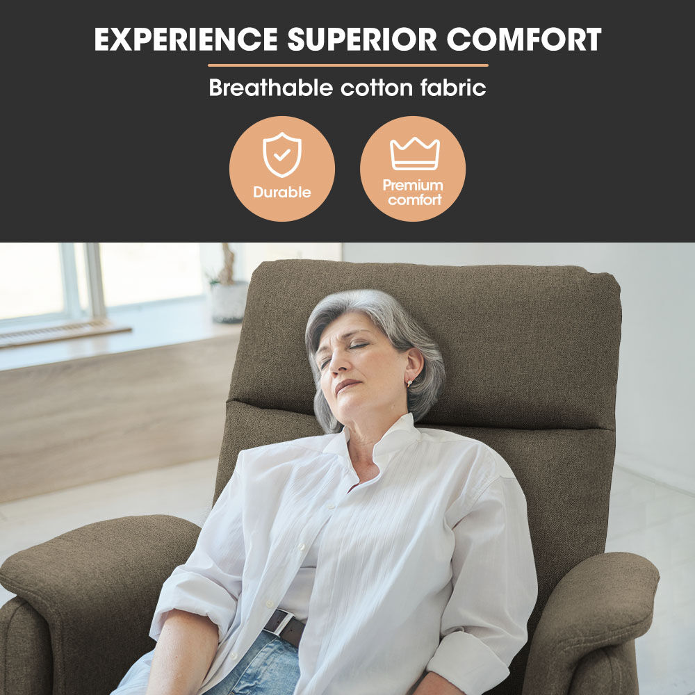 FORTIA Electric Armchair Recliner, Single Fabric Chair, Biege 4