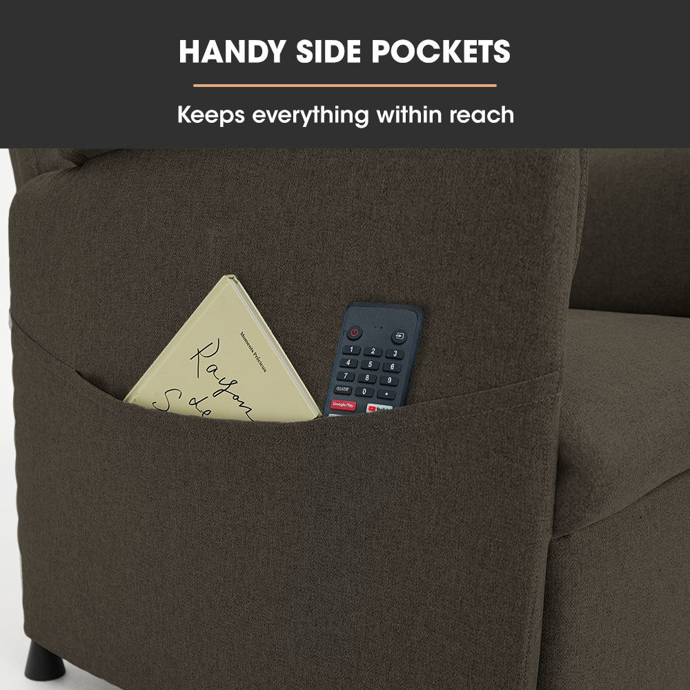 FORTIA Electric Armchair Recliner, Single Fabric Chair, Biege 7