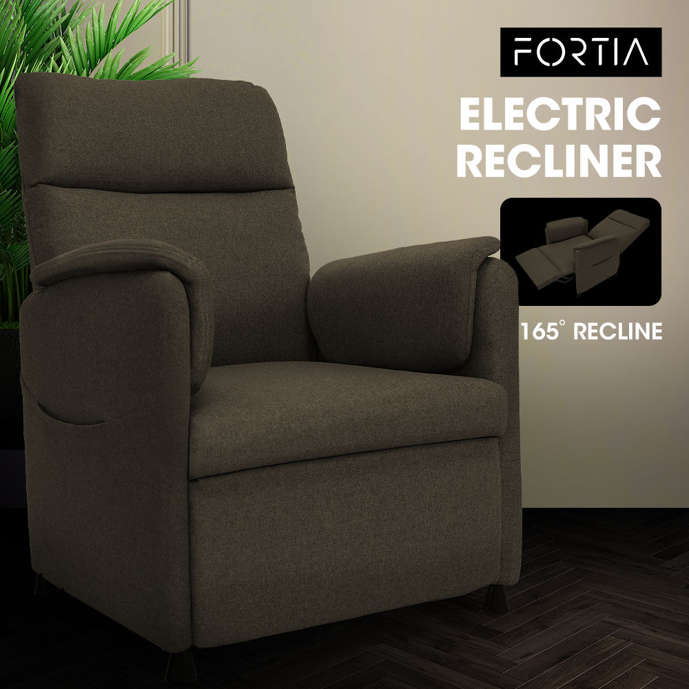 FORTIA Electric Armchair Recliner, Single Fabric Chair, Biege 11