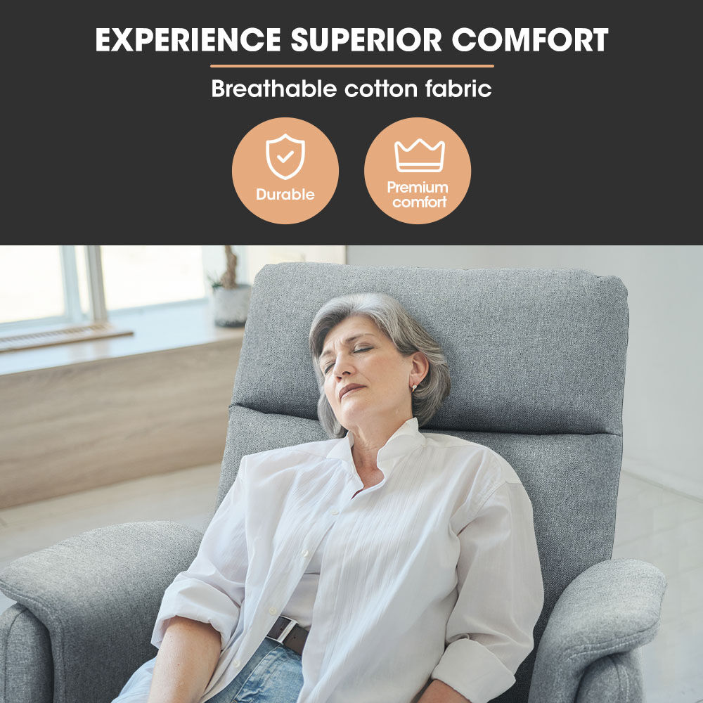 FORTIA Electric Armchair Recliner, Single Fabric Chair, Grey 4