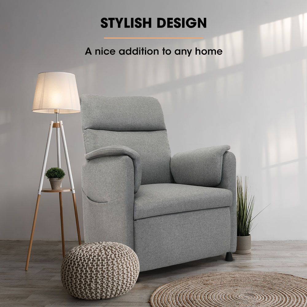 FORTIA Electric Armchair Recliner, Single Fabric Chair, Grey 5