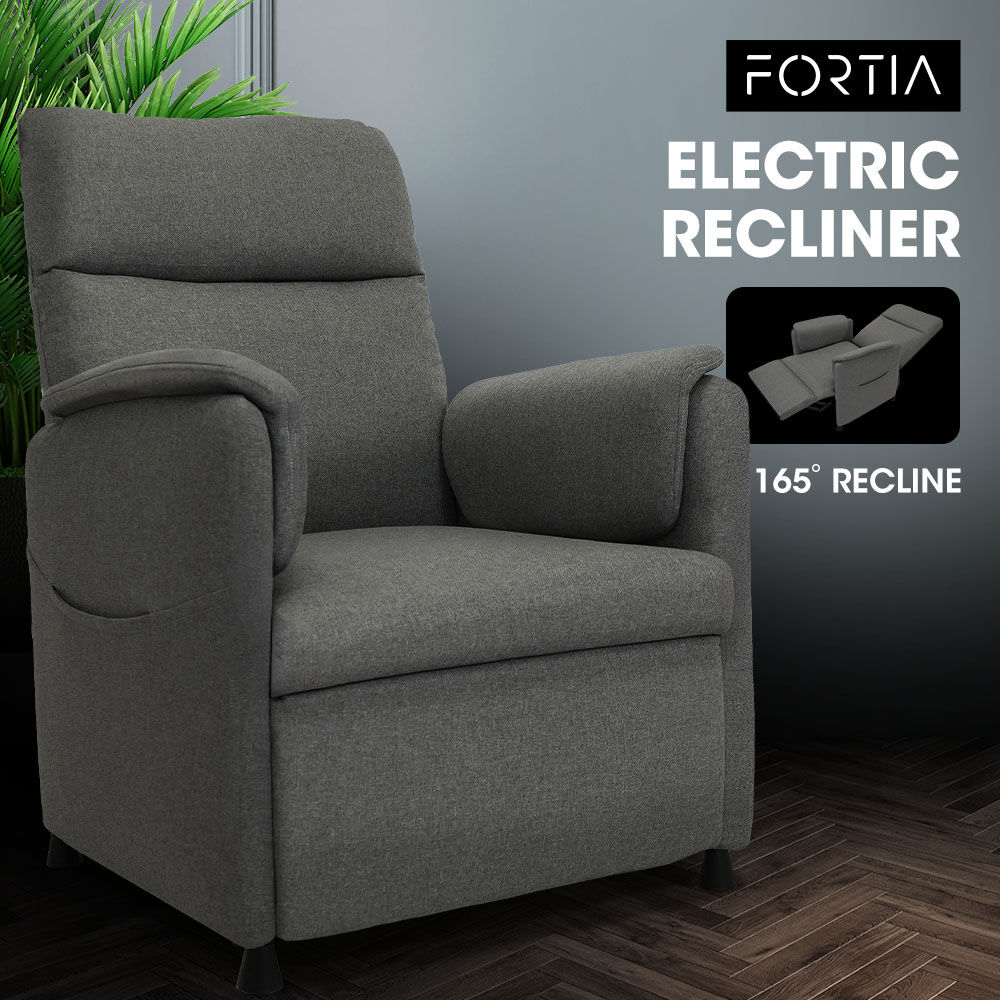 FORTIA Electric Armchair Recliner, Single Fabric Chair, Grey 10