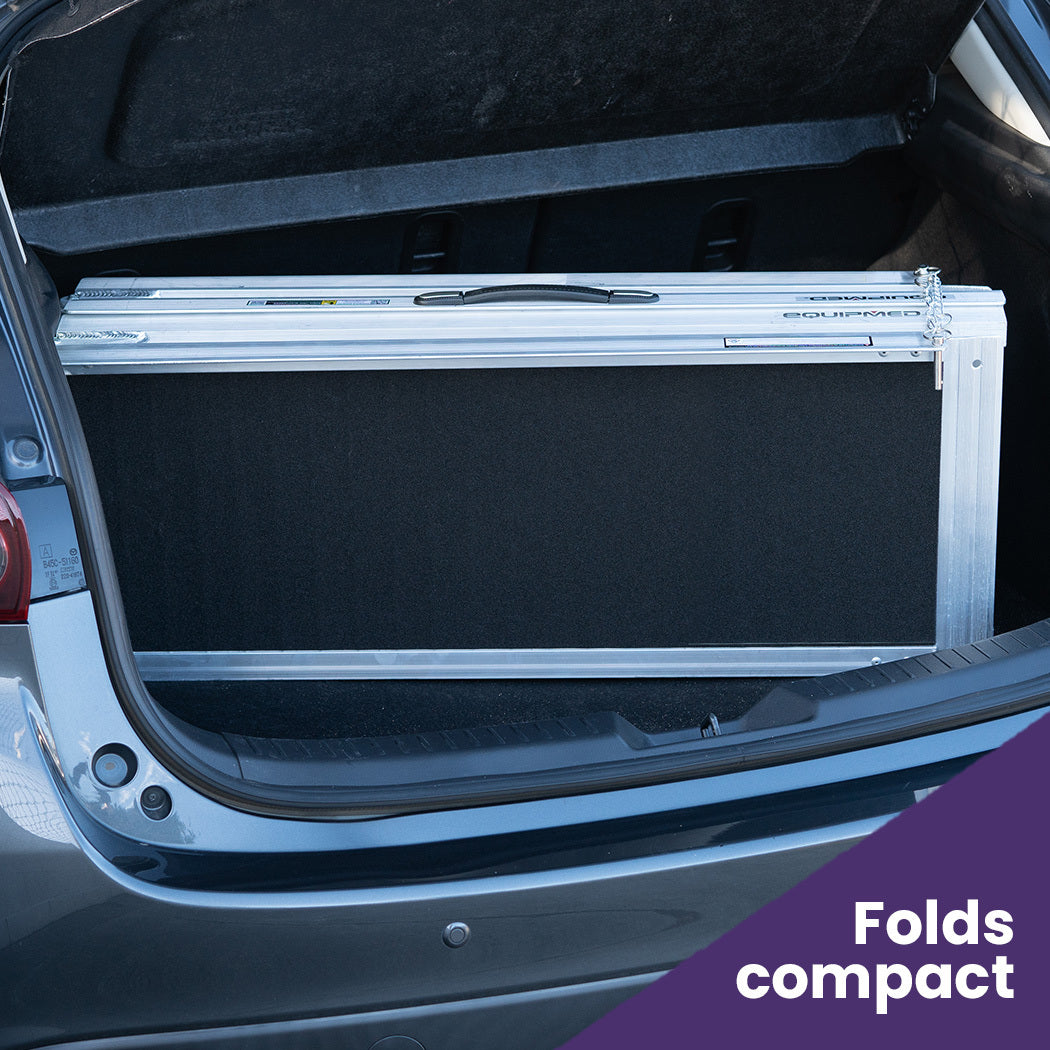 Equipmed 123cm Portable Folding Aluminium Access Ramp, 272kg Rated, Black Ultra-Grip, for Wheelchair, Mobility Scooter 4