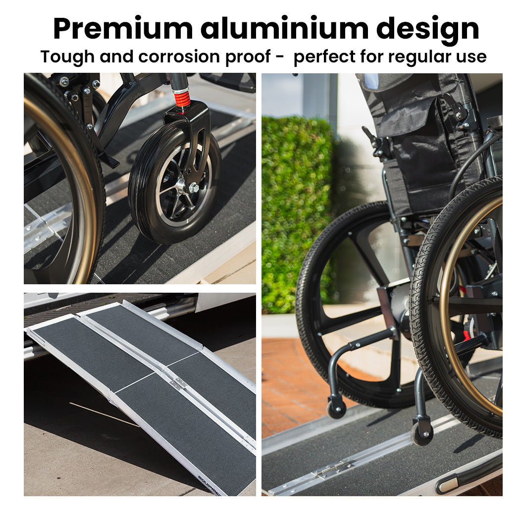 Equipmed 123cm Portable Folding Aluminium Access Ramp, 272kg Rated, Black Ultra-Grip, for Wheelchair, Mobility Scooter 5
