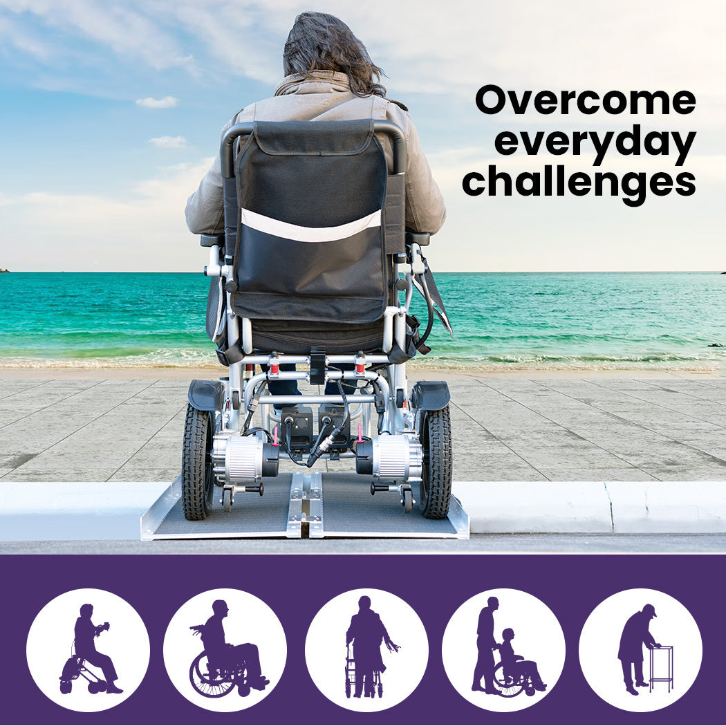 Equipmed 123cm Portable Folding Aluminium Access Ramp, 272kg Rated, Black Ultra-Grip, for Wheelchair, Mobility Scooter 6