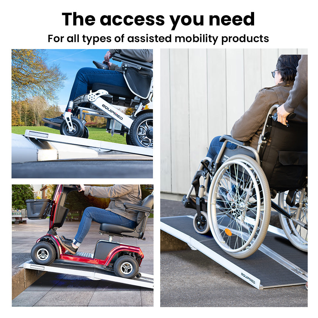 Equipmed 123cm Portable Folding Aluminium Access Ramp, 272kg Rated, Black Ultra-Grip, for Wheelchair, Mobility Scooter 7