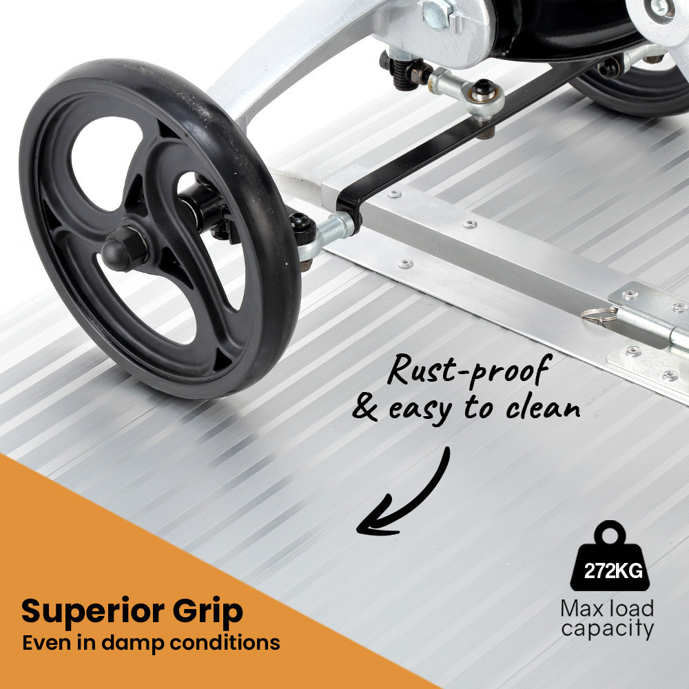EQUIPMED 152cm Portable Folding Aluminium Access Ramp, 272kg Rated, for Wheelchair, Mobility Scooter, Rollator 3