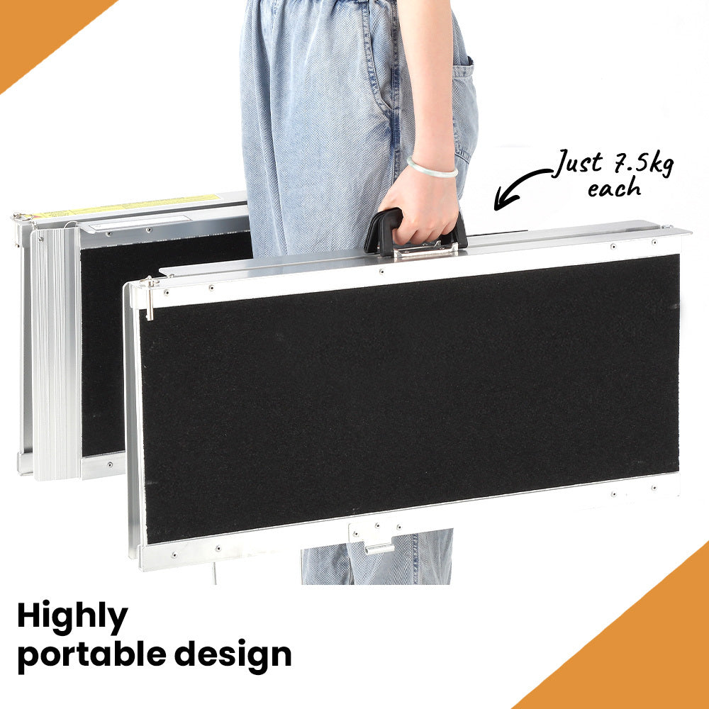 EQUIPMED 182cm Portable Folding Aluminium Access Ramp, 272kg Rated, Black Ultra-Grip, for Wheelchair, Mobility Scooter 4