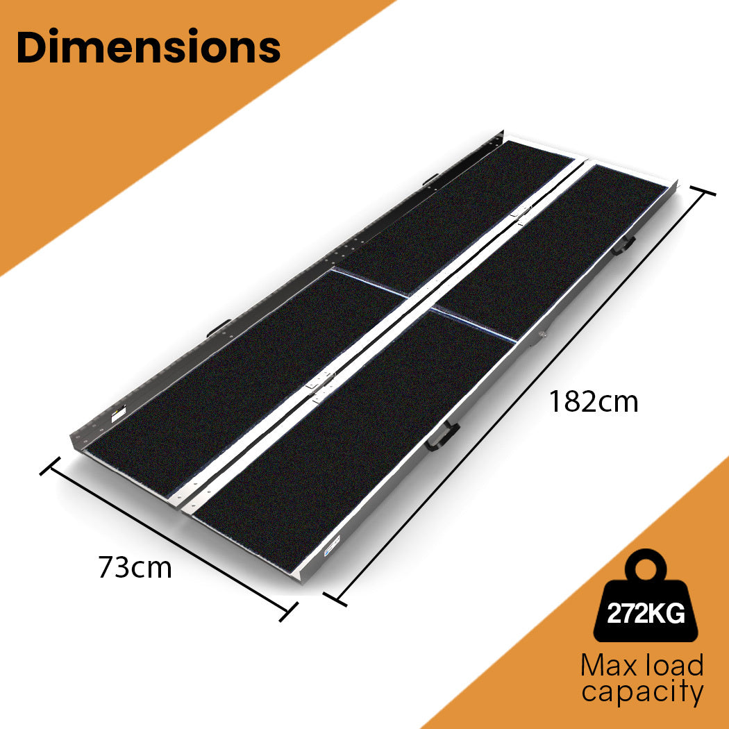 EQUIPMED 182cm Portable Folding Aluminium Access Ramp, 272kg Rated, Black Ultra-Grip, for Wheelchair, Mobility Scooter 6