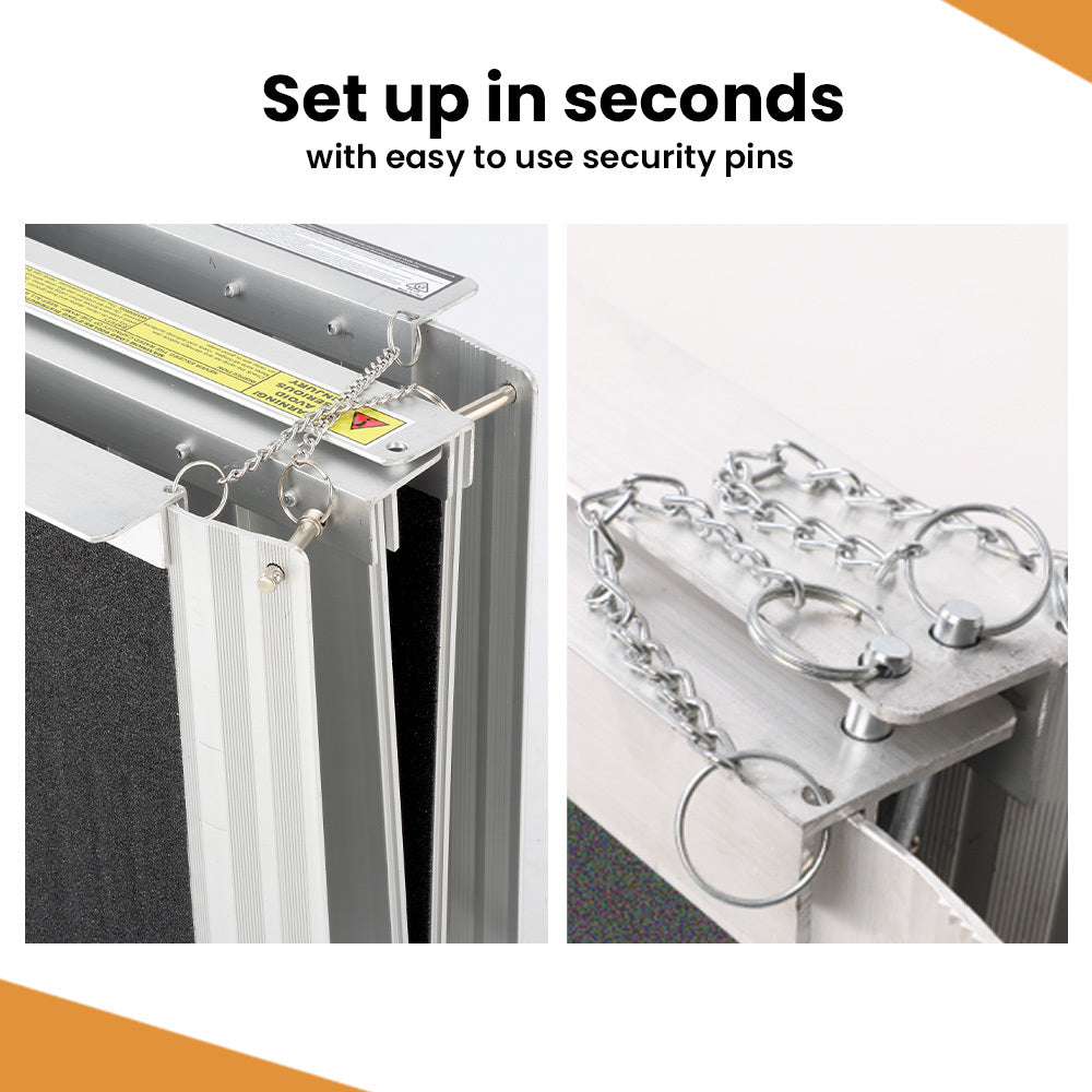 EQUIPMED 182cm Portable Folding Aluminium Access Ramp, 272kg Rated, Black Ultra-Grip, for Wheelchair, Mobility Scooter 7