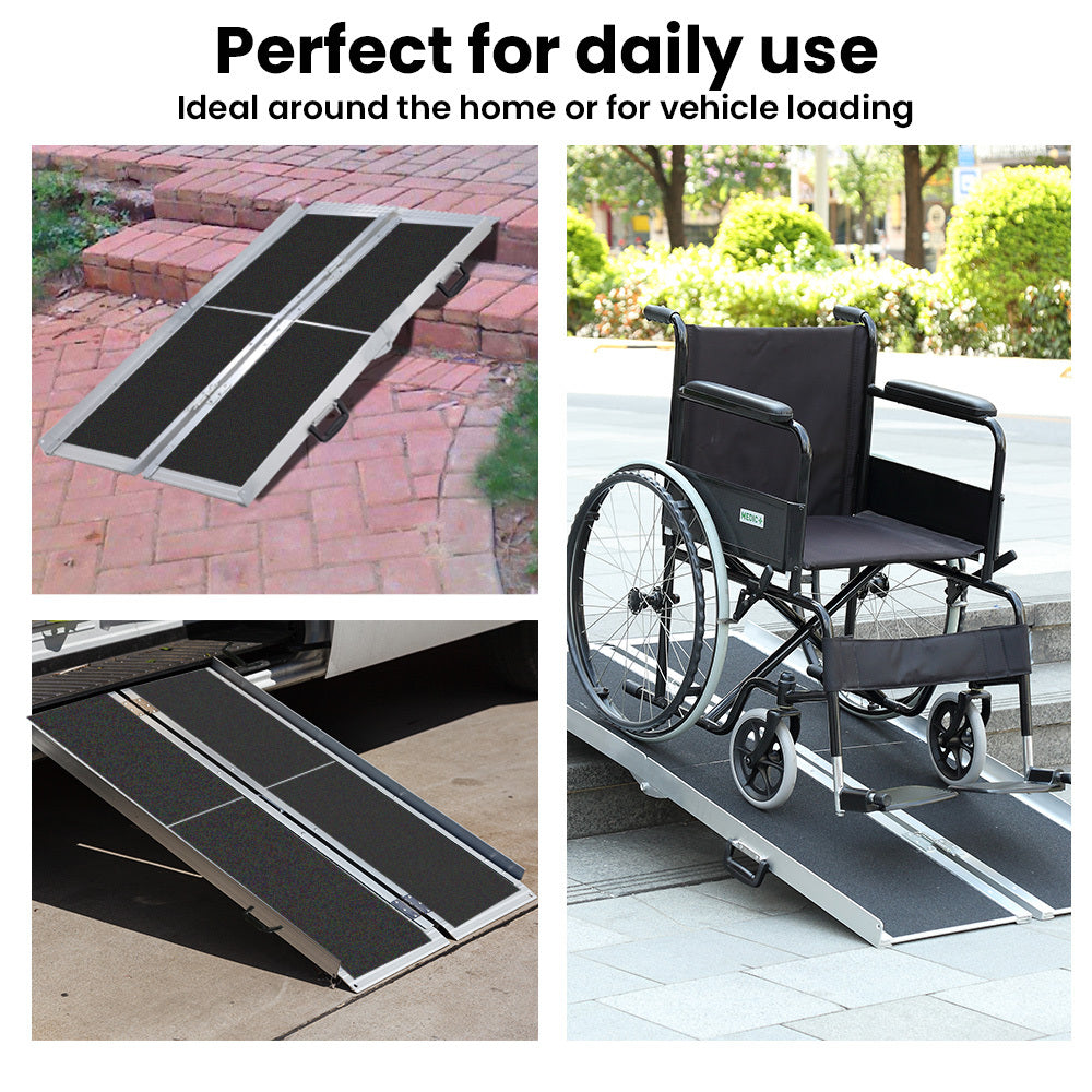 EQUIPMED 182cm Portable Folding Aluminium Access Ramp, 272kg Rated, Black Ultra-Grip, for Wheelchair, Mobility Scooter 8