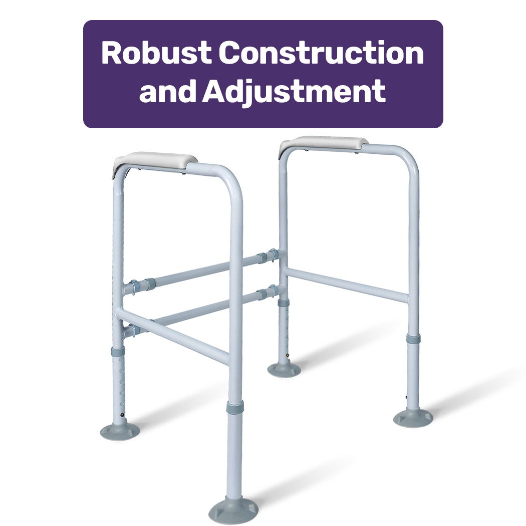 Equipmed Over Toilet Support Frame Safety Grab Aid Rail, 125kg Capacity, Adjustable Height and Width 3