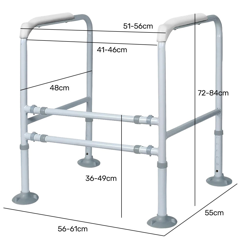 Equipmed Over Toilet Support Frame Safety Grab Aid Rail, 125kg Capacity, Adjustable Height and Width 5