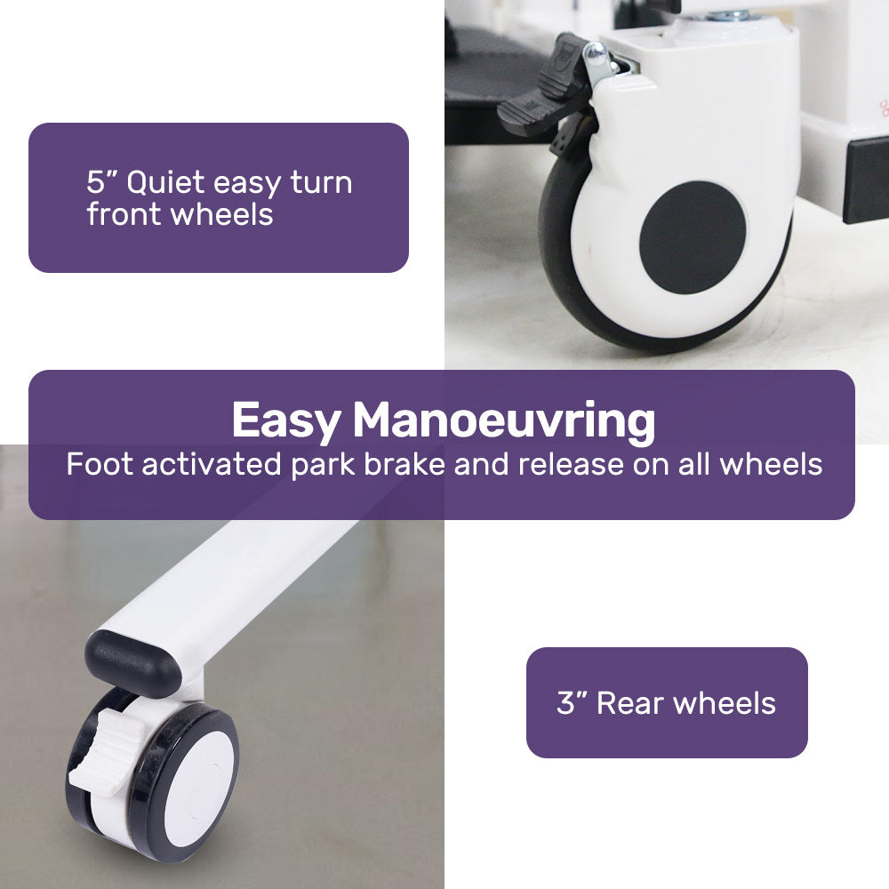 Equipmed Patient Lift Transfer Chair, Easy Hydraulic Height Adjustment, Shower Compatible, Over Toilet, Removable Commode, for Seniors Elderly Disabled 6