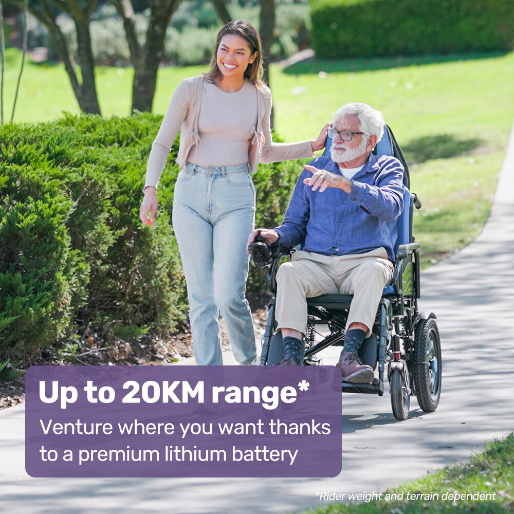 EQUIPMED Power Electric Wheelchair, Wide Bariatric Chair, Comfortable for S-XL, Long Range, Recline Adjustment, Lithium Battery, 16'' Wheels, Headrest, Folding 3