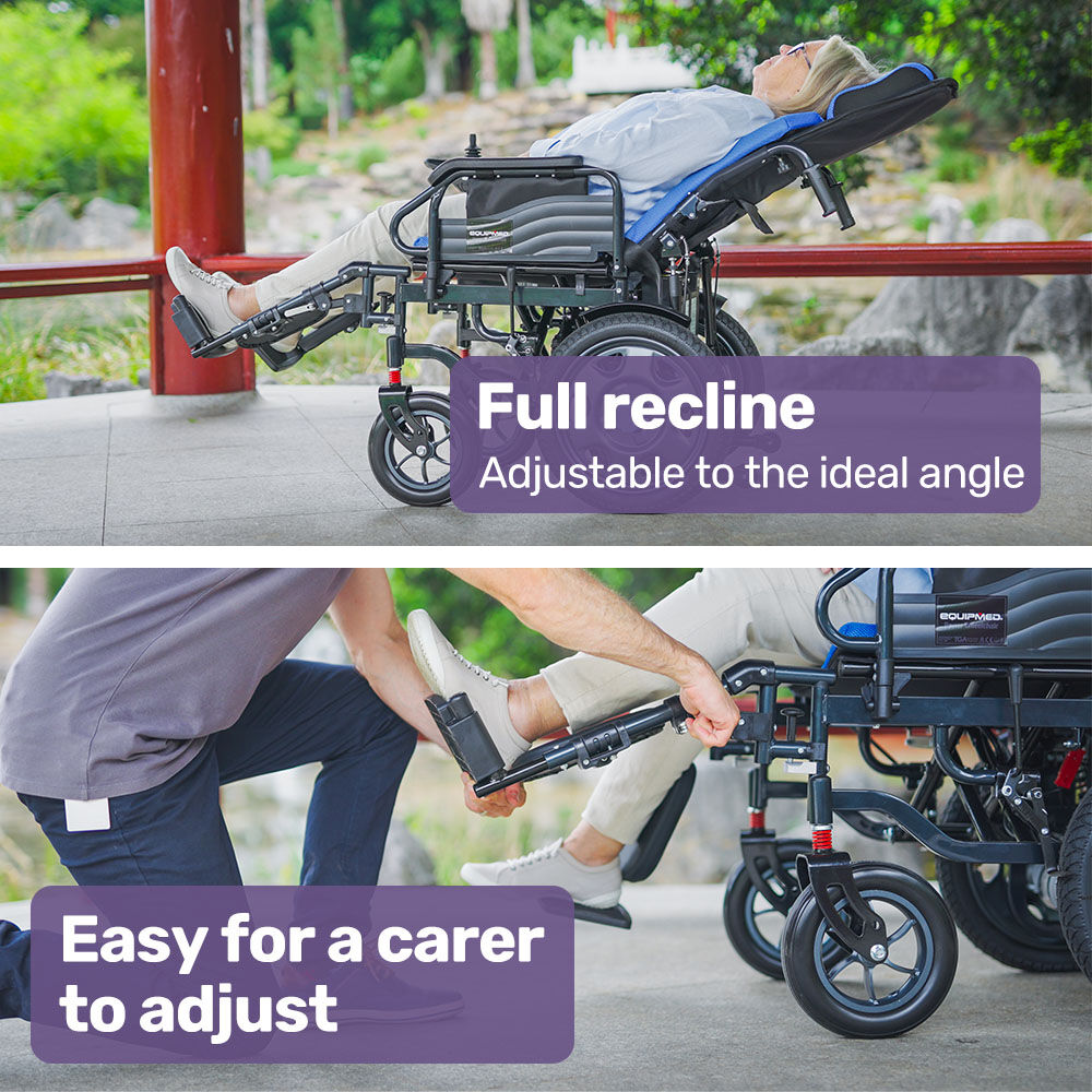 EQUIPMED Power Electric Wheelchair, Wide Bariatric Chair, Comfortable for S-XL, Long Range, Recline Adjustment, Lithium Battery, 16'' Wheels, Headrest, Folding 6