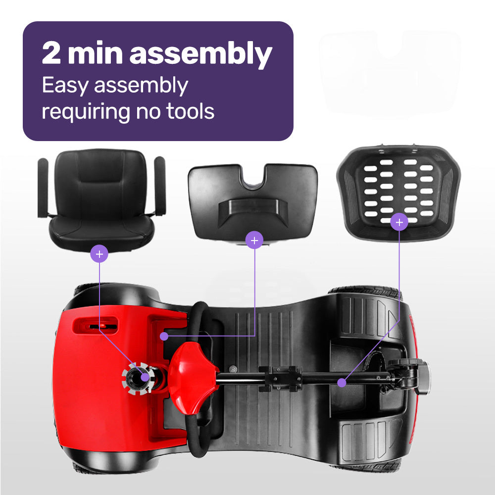 EQUIPMED FreeRoam+ Mid-Sized Lithium Fast Easy Charge Mobility Scooter, Red 6