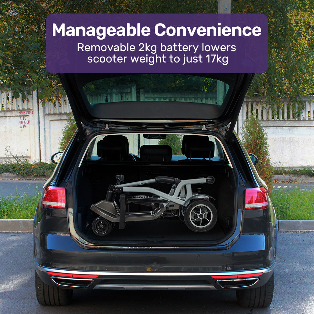 EQUIPMED Ultra-Lightweight Folding Electric Mobility Scooter, 19kg with Battery Removed, 120kg Capacity, Long Range, Brushless Motor, Portable 4