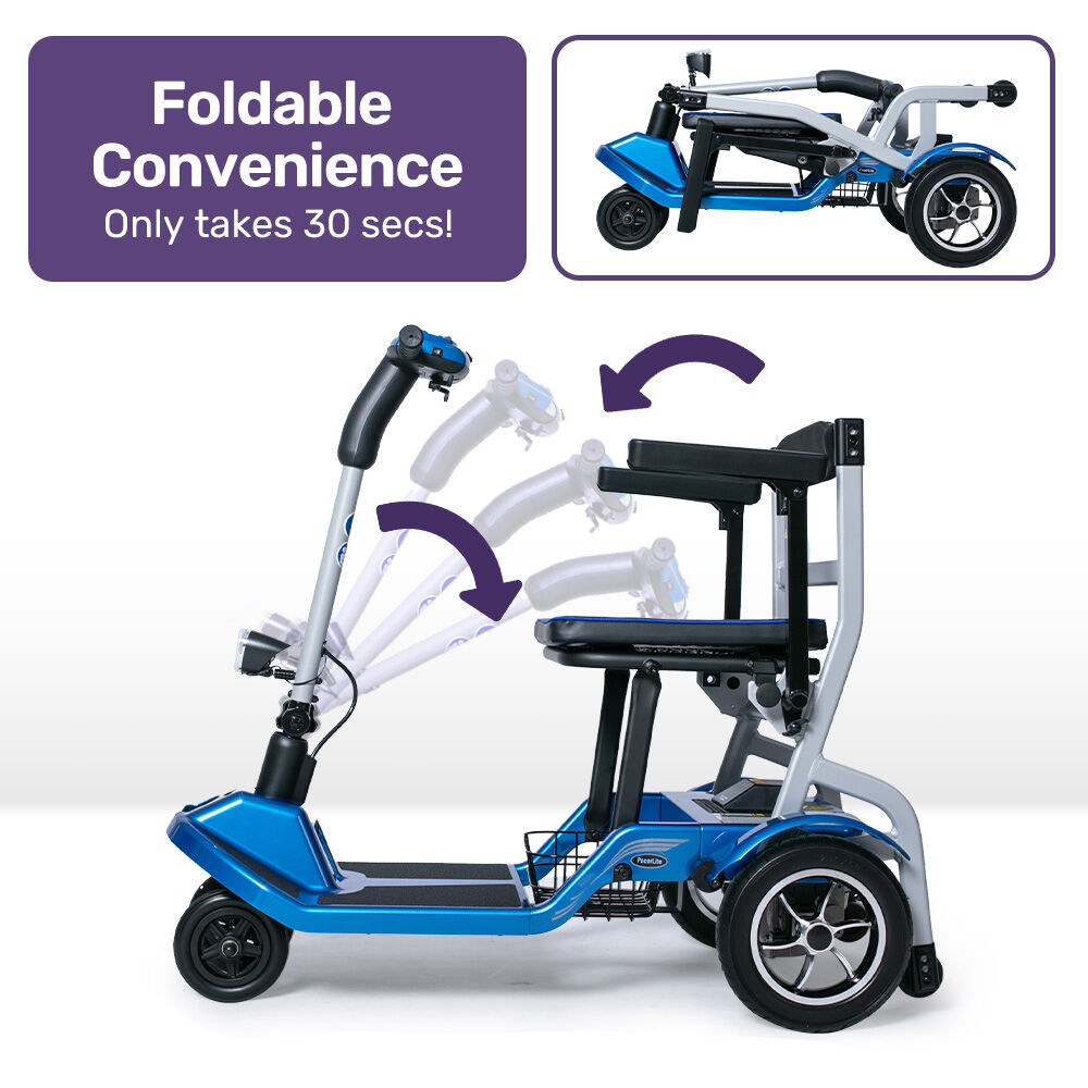 EQUIPMED Ultra-Lightweight Folding Electric Mobility Scooter, 19kg with Battery Removed, 120kg Capacity, Long Range, Brushless Motor, Portable, Blue 3