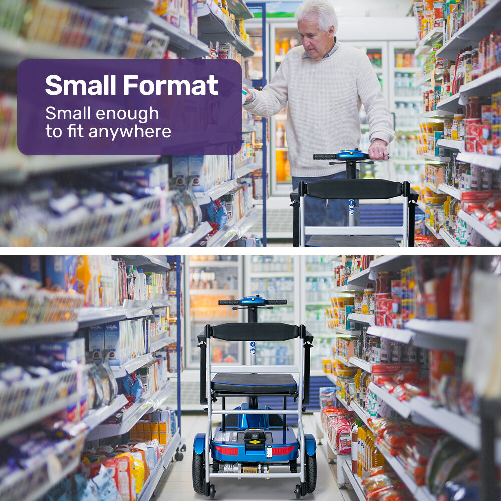 EQUIPMED Ultra-Lightweight Folding Electric Mobility Scooter, 19kg with Battery Removed, 120kg Capacity, Long Range, Brushless Motor, Portable, Blue 6