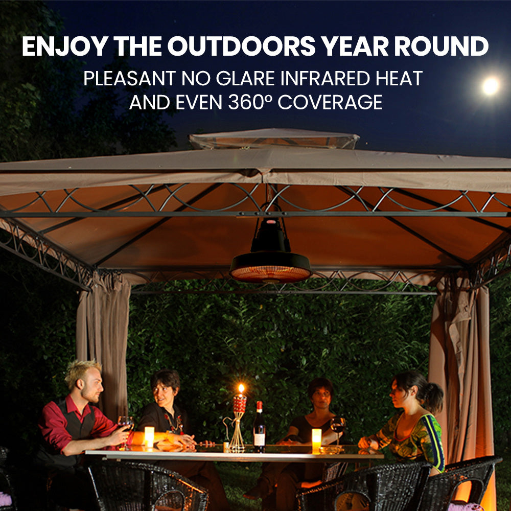THERMOMATE 1500W Hanging Outdoor Electric Patio Heater, Radiant Carbon Fiber Element, with Remote Control 5