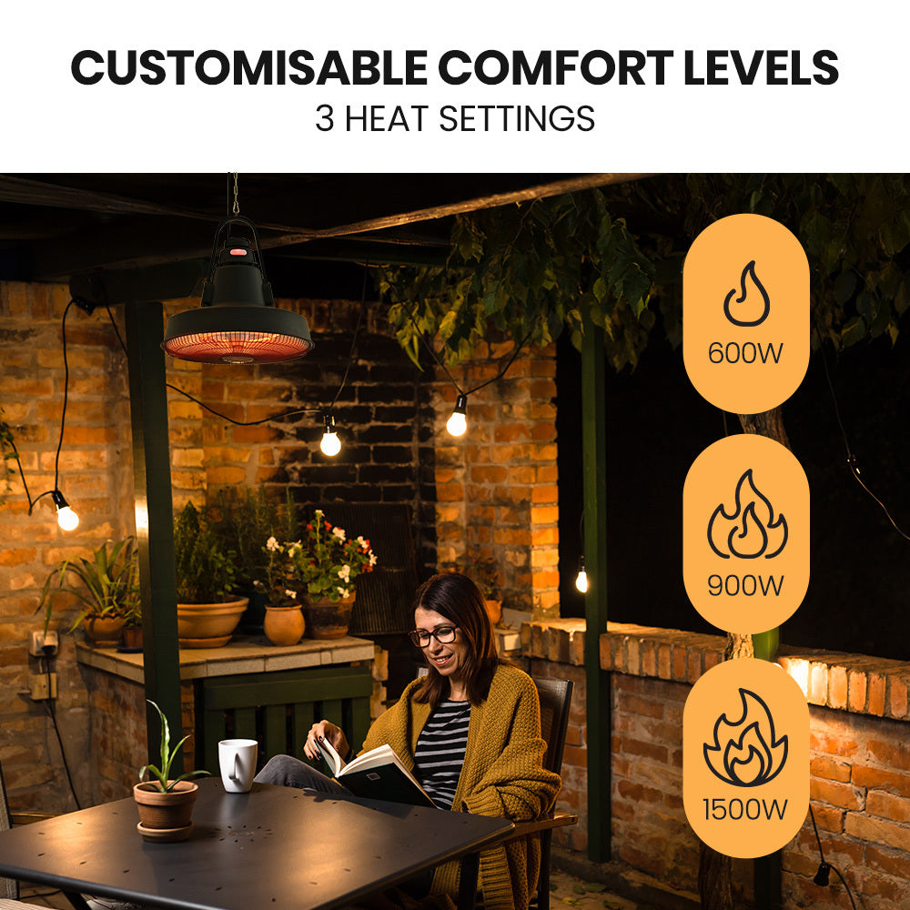 THERMOMATE 1500W Hanging Outdoor Electric Patio Heater, Radiant Carbon Fiber Element, with Remote Control 6