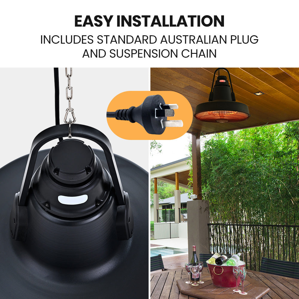 THERMOMATE 1500W Hanging Outdoor Electric Patio Heater, Radiant Carbon Fiber Element, with Remote Control 8