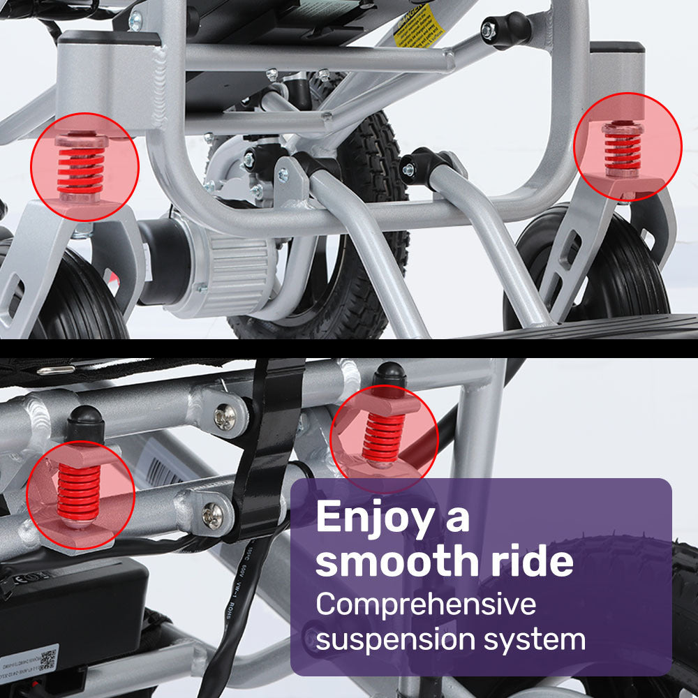 EQUIPMED Ultra-Light Power Wheelchair, Tight Turning, Airline Approved, ARTG Certified, Aluminium Frame, Lithium Battery, Brown 7