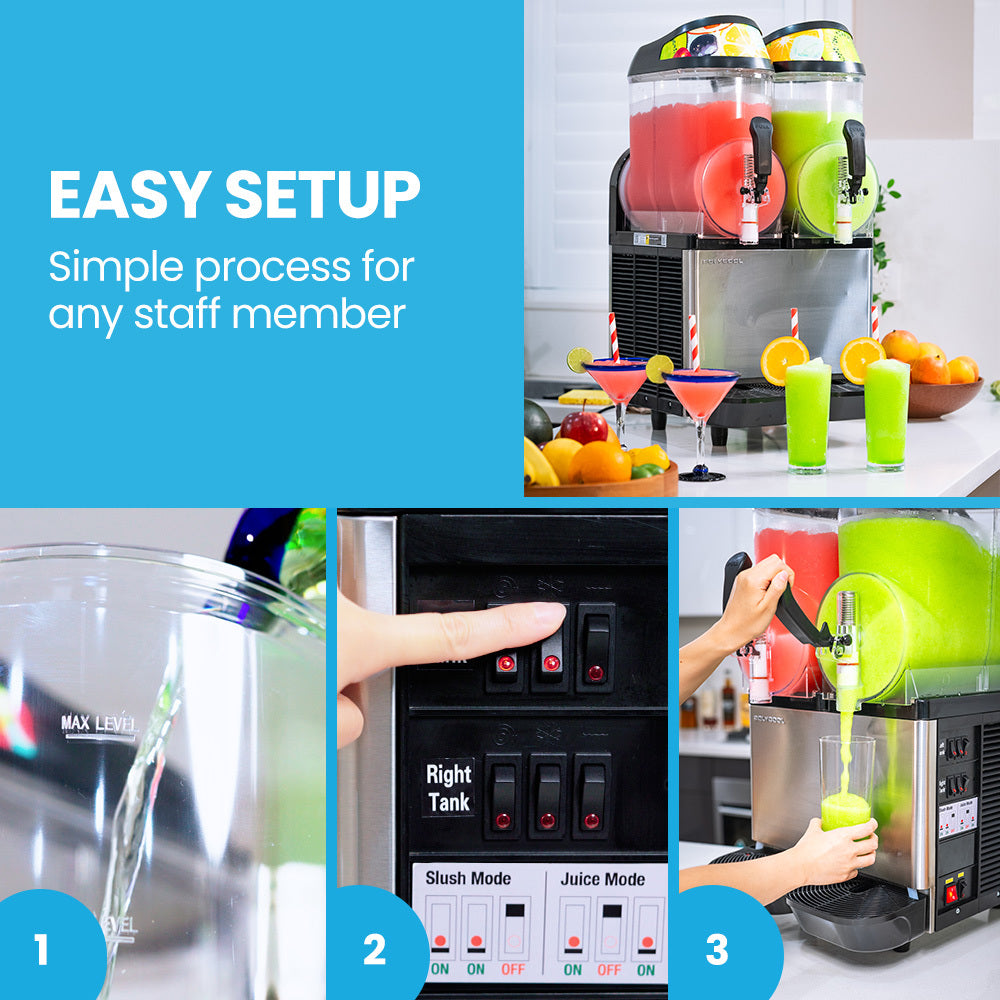 POLYCOOL 24L Double Tank Commercial Slush Machine, Quality Donper Compressor, Frozen Slushy Maker 6