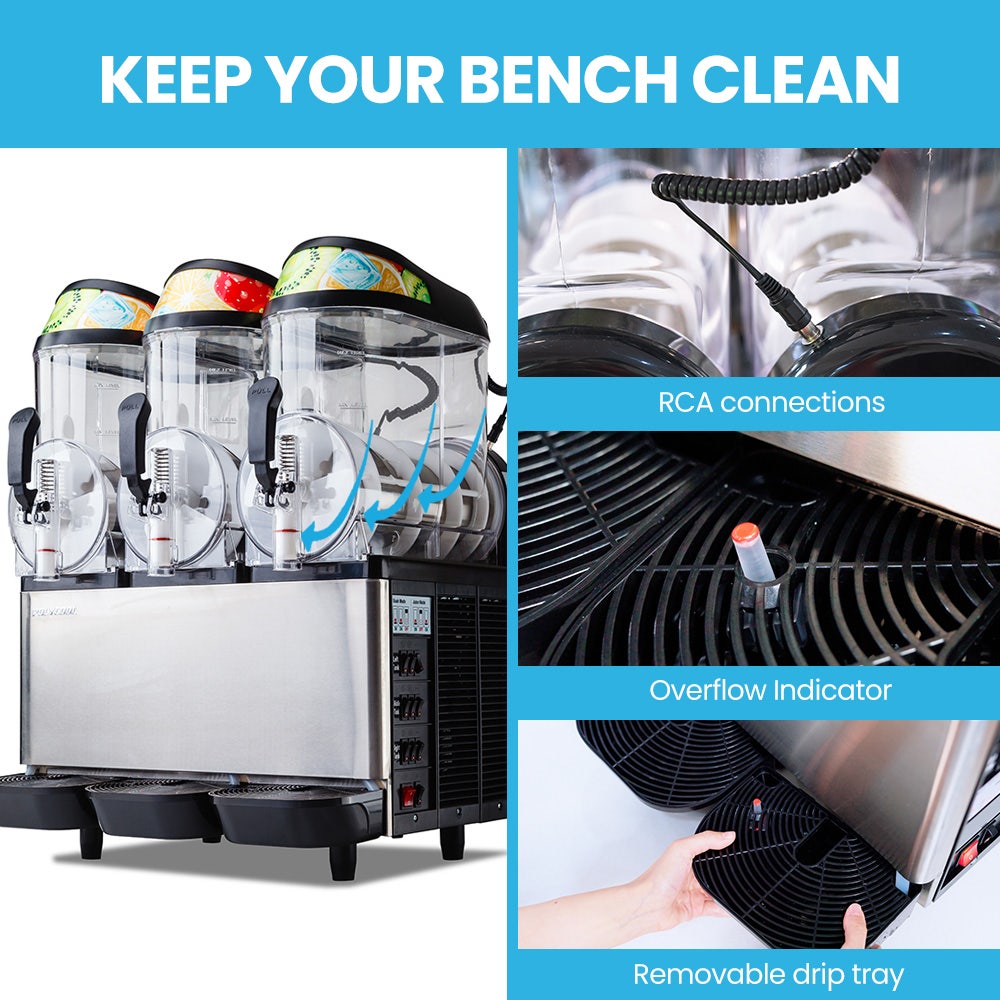 POLYCOOL 36L Slushie Machine Granita Commercial Slush Slurpee Maker Slushy Juice 6
