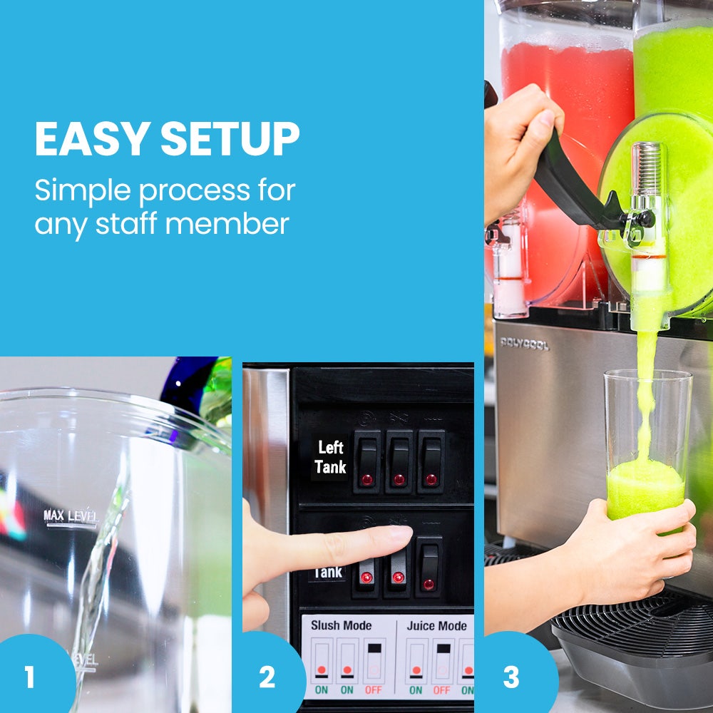 POLYCOOL 36L Slushie Machine Granita Commercial Slush Slurpee Maker Slushy Juice 7
