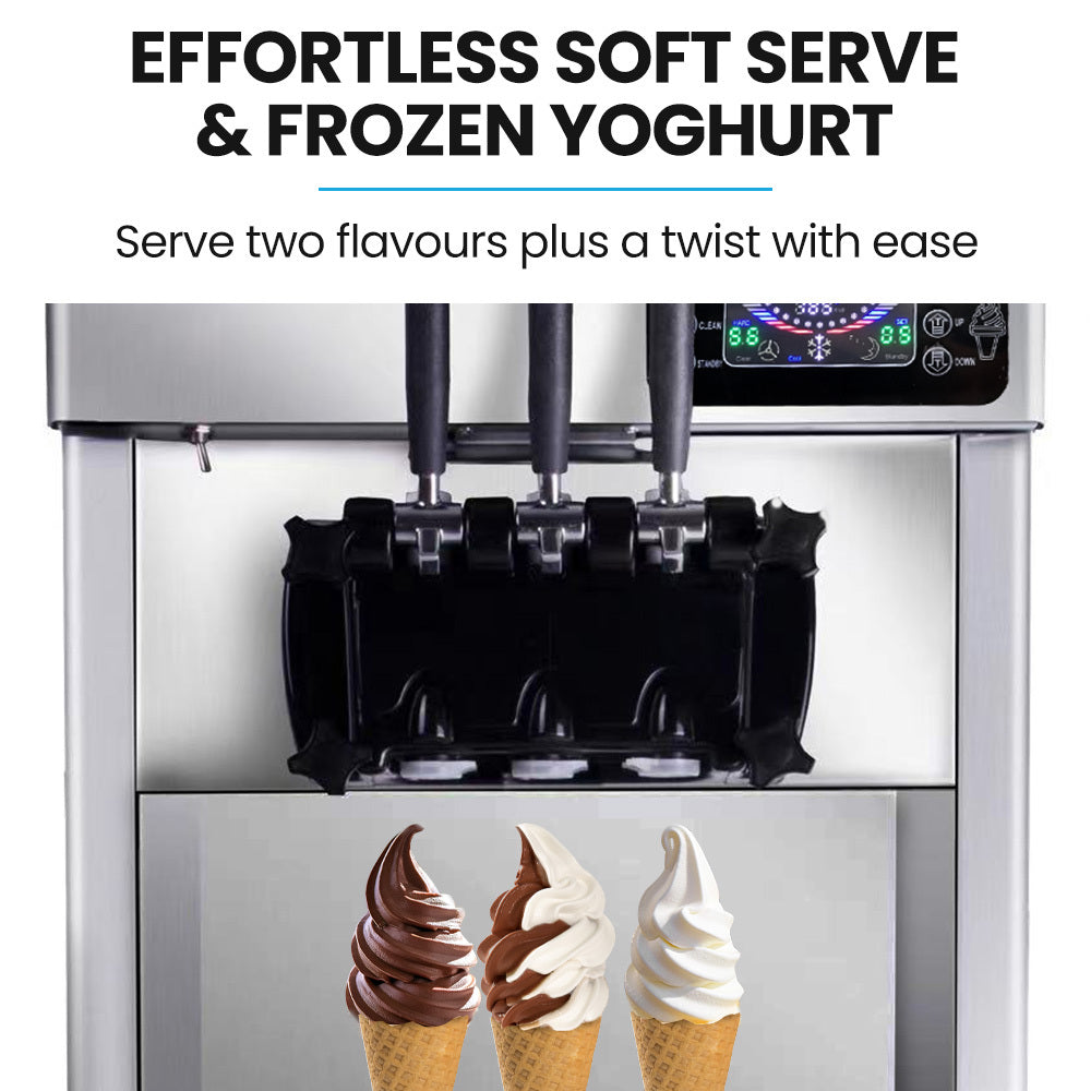 POLYCOOL Benchtop Soft Serve Ice Cream Machine, 3 Flavours, 2+Twist, Frozen Yoghurt, Acai Maker, Twin Cylinder, Counter Top Design, 15A Plug 3
